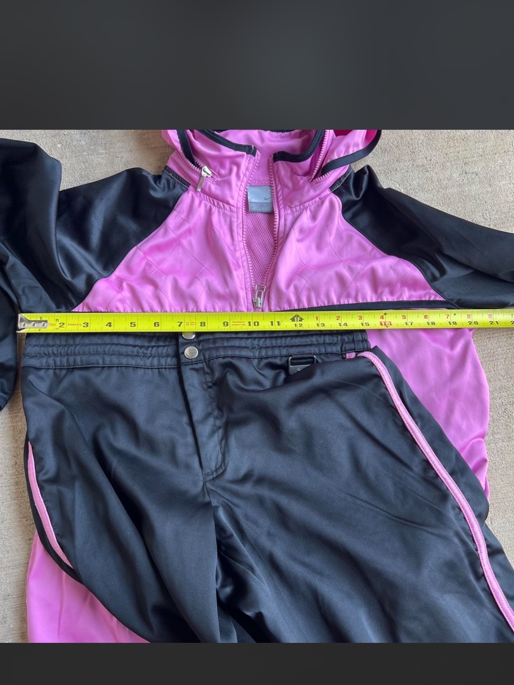 Nike Pink and Black Ski Jacket with Hood